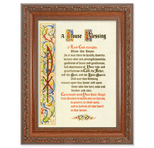 House Blessing Mahogany Finish Framed Art