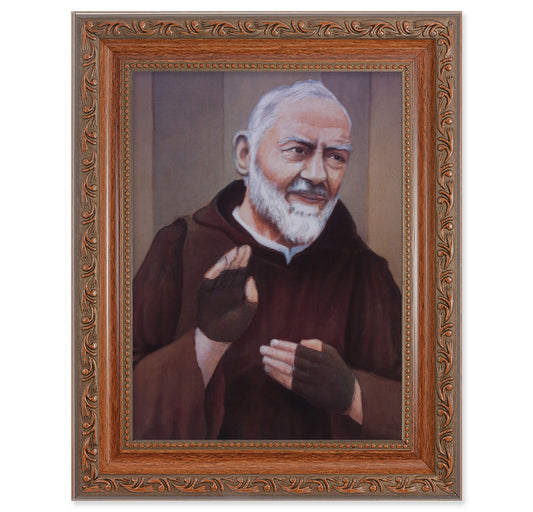 St. Pio Mahogany Finish Framed Art