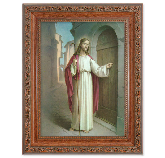 Christ Knocking Mahogany Finish Framed Art