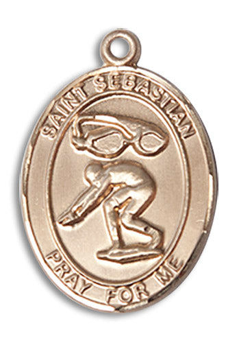 14kt Gold Filled Saint Sebastian / Swimming Pendant