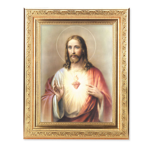 Sacred Heart of Jesus Antique Gold Framed Art