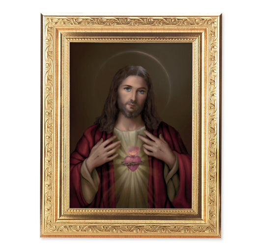 Sacred Heart of Jesus Antique Gold Framed Art