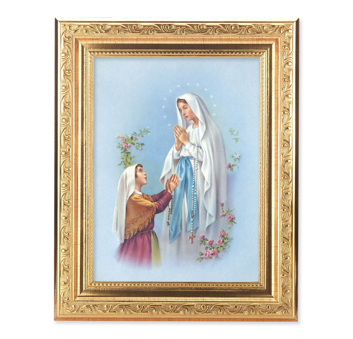 Our Lady of Lourdes Antique Gold Framed Art