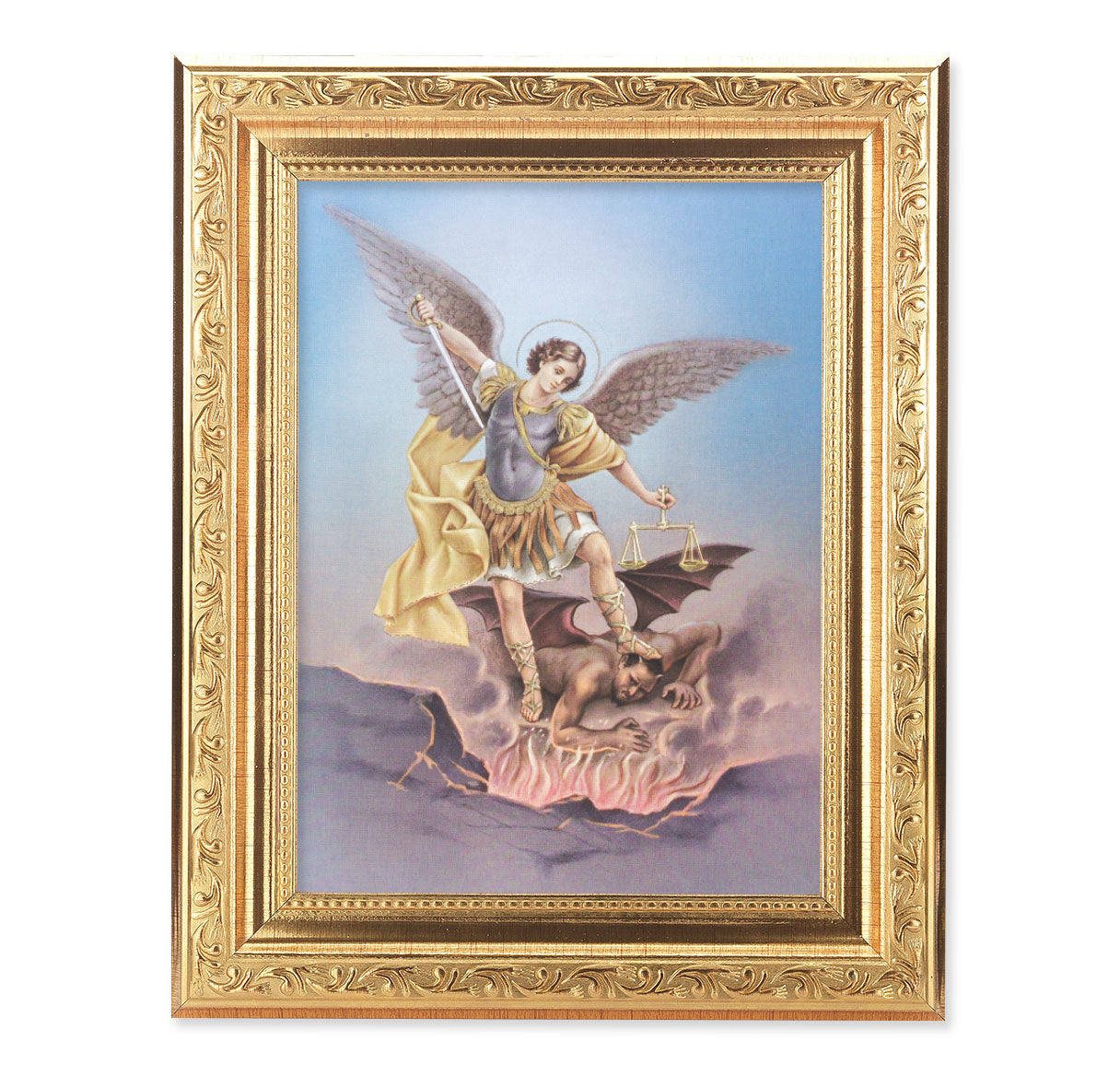 St. Michael Help Antique Gold Framed Art