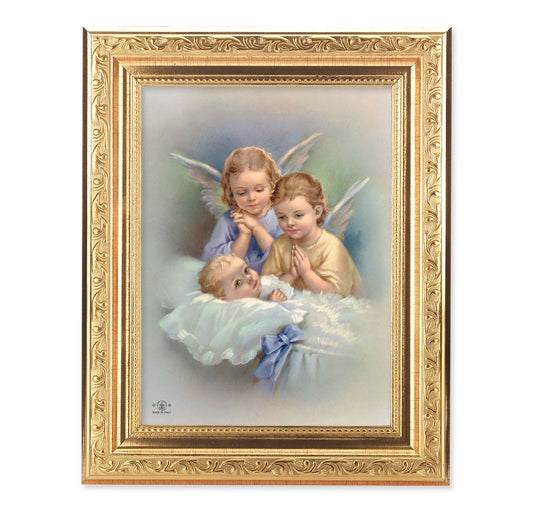 Guardian Angels Antique Gold Framed Art