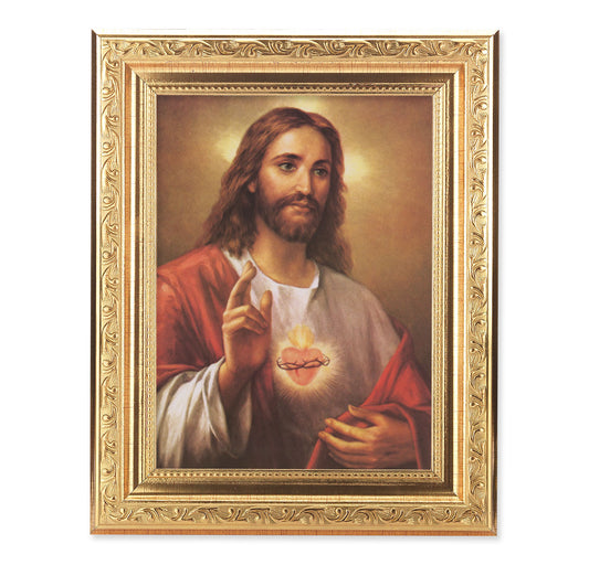 Sacred Heart of Jesus Antique Gold Framed Art