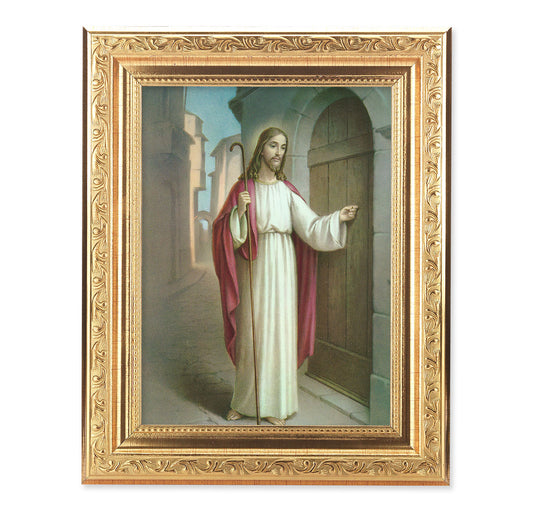 Christ Knocking Antique Gold Framed Art