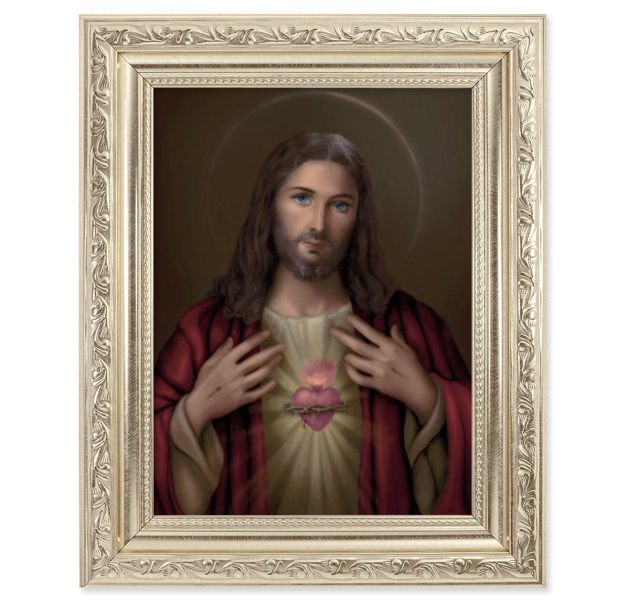 Sacred Heart of Jesus Silver Framed Art