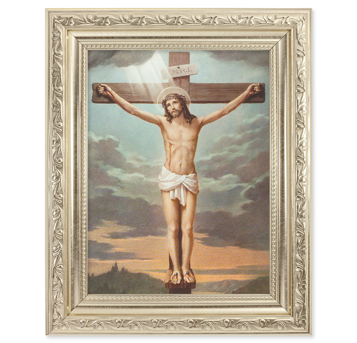 Crucifixion Silver Framed Art