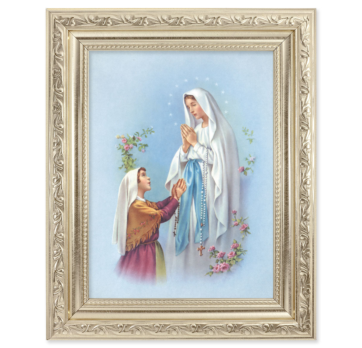 Our Lady of Lourdes Silver Framed Art