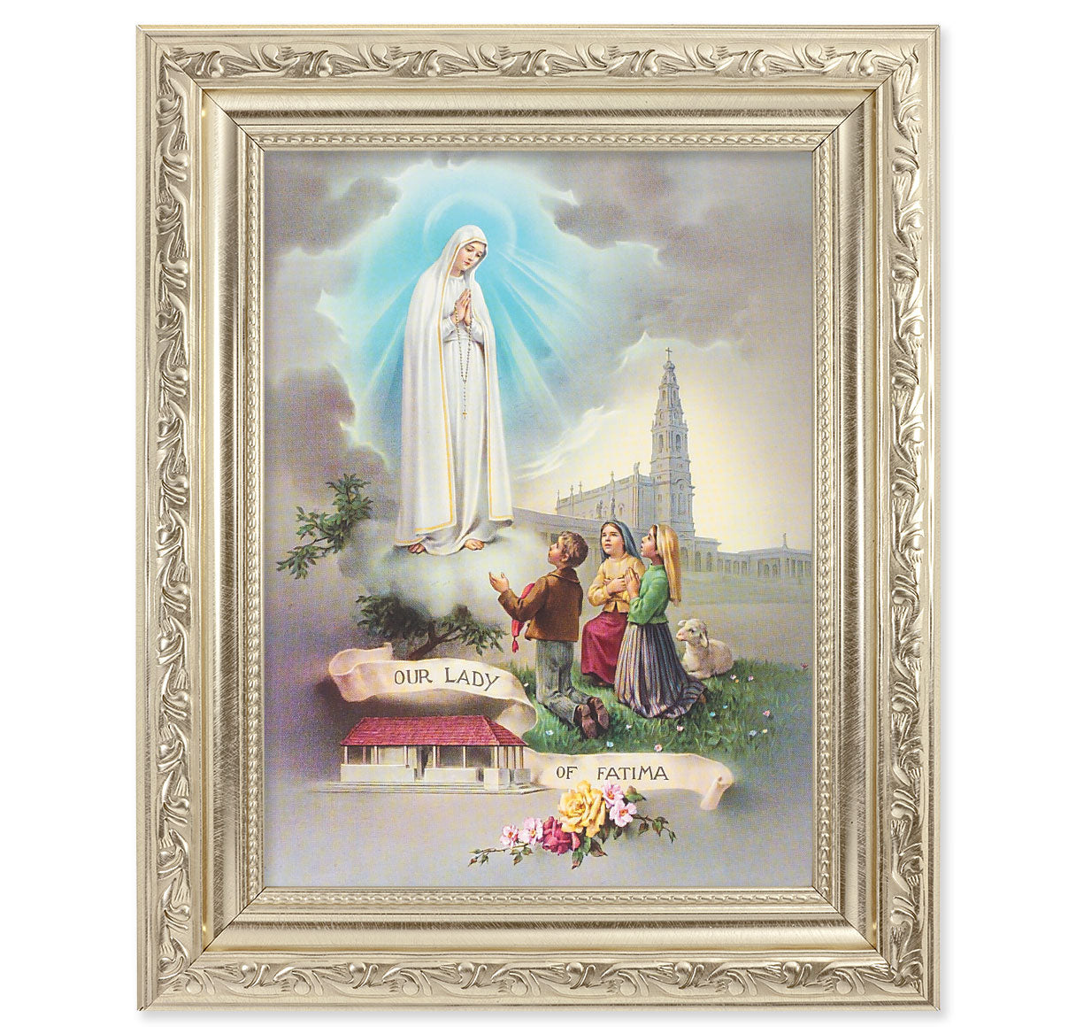 Our Lady of Fatima Silver Framed Art