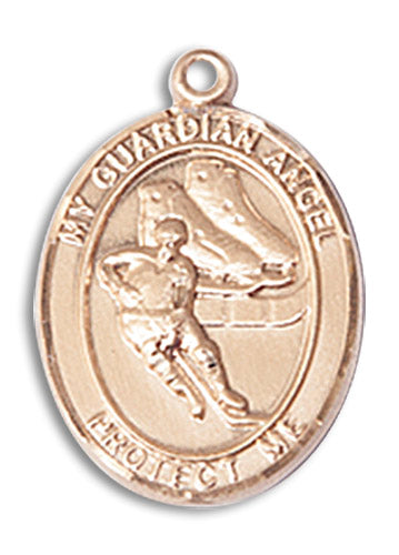 14kt Gold Guardian Angel/Hockey Medal
