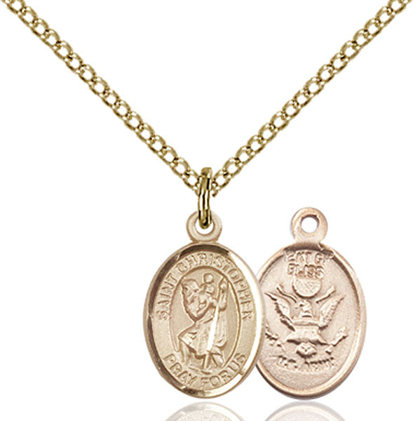 14kt Gold Filled Saint Christopher / Army Pendant