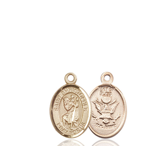 14kt Gold Saint Christopher / Army Medal