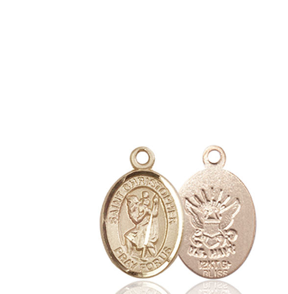 14kt Gold Saint Christopher / Navy Medal