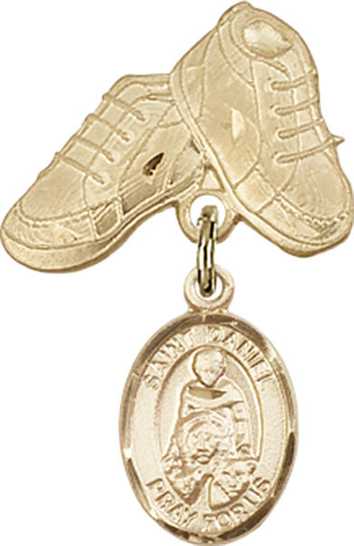 14kt Gold Filled Baby Badge with St. Daniel Charm and Baby Boots Pin