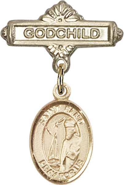 14kt Gold Filled Baby Badge with St. Elmo Charm and Godchild Badge Pin