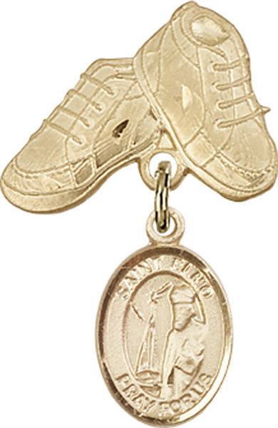 14kt Gold Filled Baby Badge with St. Elmo Charm and Baby Boots Pin