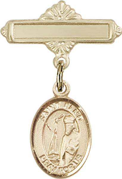 14kt Gold Baby Badge with St. Elmo Charm and Polished Badge Pin