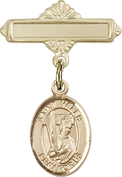 14kt Gold Filled Baby Badge with St. Helen Charm and Polished Badge Pin