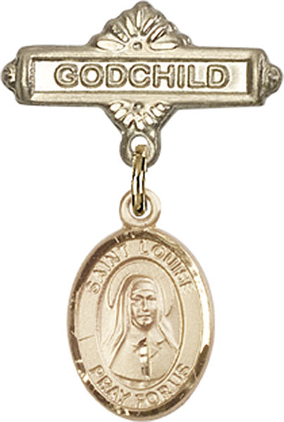 14kt Gold Filled Baby Badge with St. Louise de Marillac Charm and Godchild Badge Pin