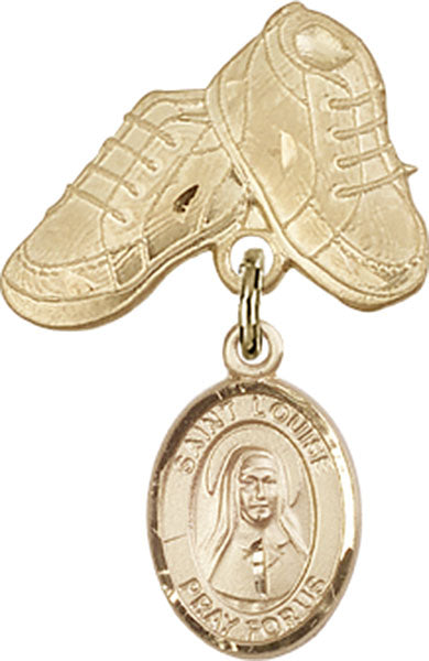 14kt Gold Filled Baby Badge with St. Louise de Marillac Charm and Baby Boots Pin