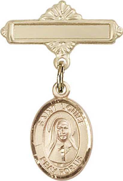 14kt Gold Baby Badge with St. Louise de Marillac Charm and Polished Badge Pin