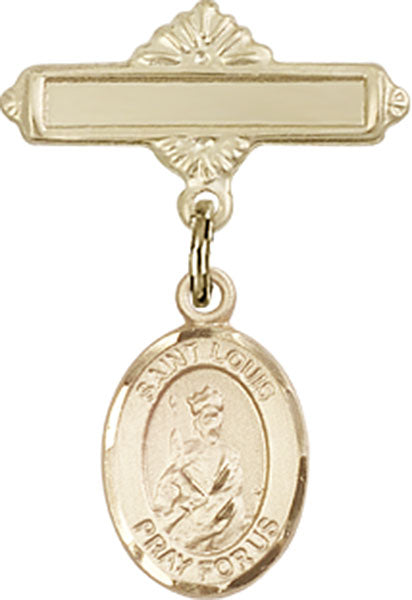 14kt Gold Filled Baby Badge with St. Louis Charm and Polished Badge Pin
