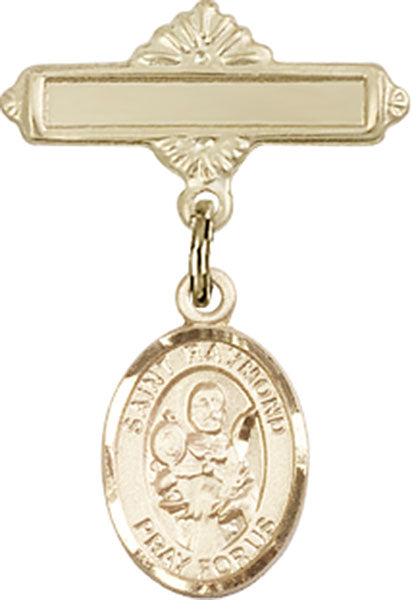 14kt Gold Filled Baby Badge with St. Raymond Nonnatus Charm and Polished Badge Pin