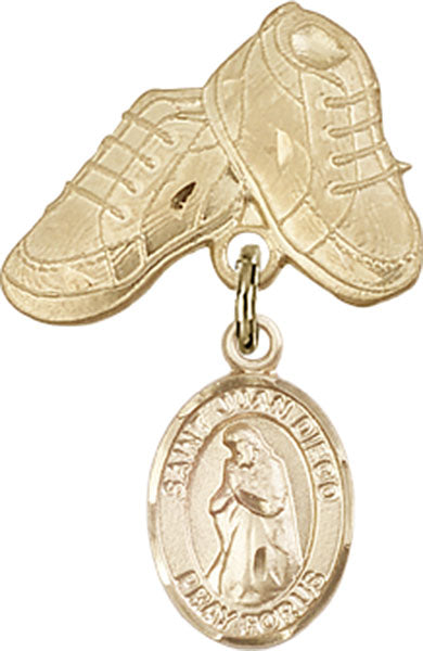 14kt Gold Baby Badge with St. Juan Diego Charm and Baby Boots Pin