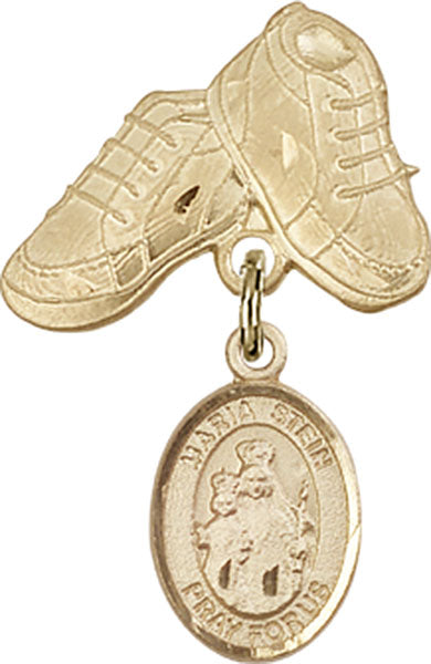 14kt Gold Filled Baby Badge with Maria Stein Charm and Baby Boots Pin