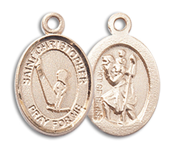 14kt Gold Saint Christopher/Gymnastics Medal