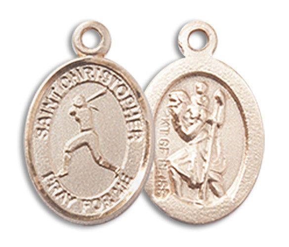 14kt Gold Filled Saint Christopher/Softball Pendant