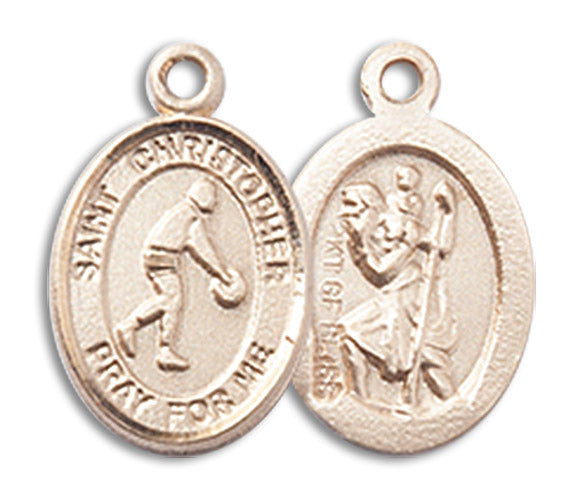 14kt Gold Saint Christopher/Basketball Medal