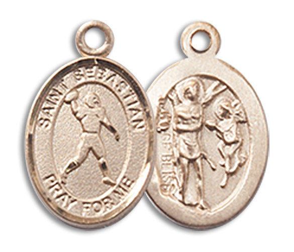 14kt Gold Saint Sebastian/Football Medal