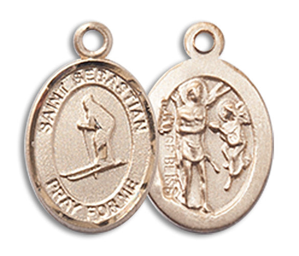 14kt Gold Saint Sebastian/Skiing Medal