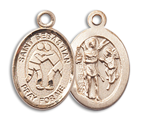 14kt Gold Saint Sebastian/Wrestling Medal