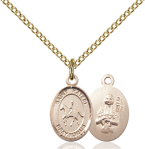 14kt Gold Filled Saint Kateri / Equestrian Pendant