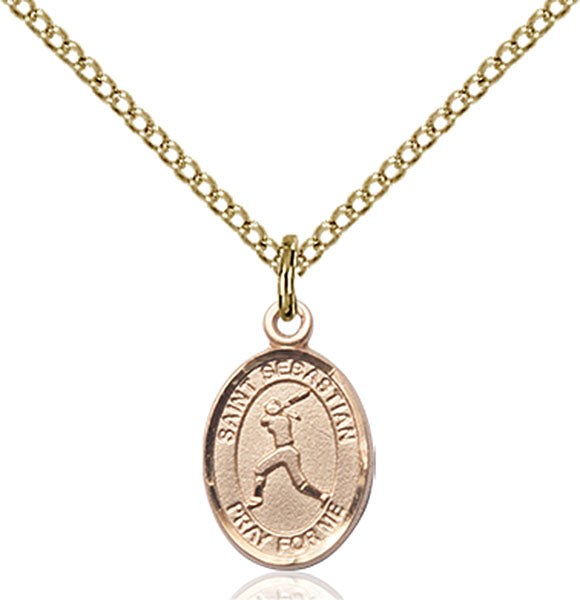 14kt Gold Filled Saint Sebastian / Softball Pendant