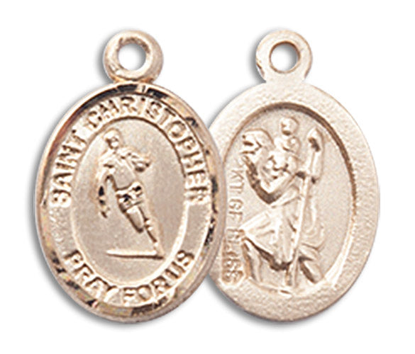 14kt Gold Saint Christopher / Rugby Medal