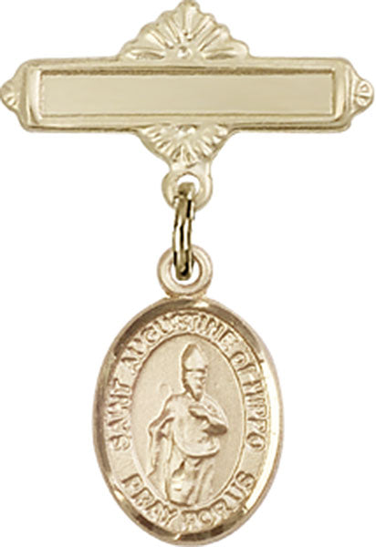 14kt Gold Filled Baby Badge with St. Augustine of Hippo Charm and Polished Badge Pin