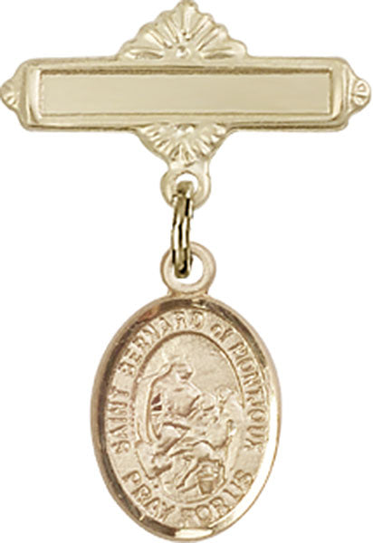 14kt Gold Filled Baby Badge with St. Bernard of Montjoux Charm and Polished Badge Pin