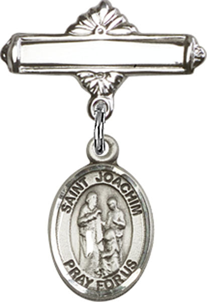 Sterling Silver Baby Badge with St. Joachim Charm and Polished Badge Pin