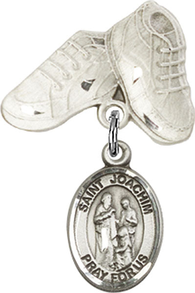 Sterling Silver Baby Badge with St. Joachim Charm and Baby Boots Pin