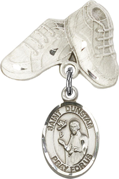 Sterling Silver Baby Badge with St. Dunstan Charm and Baby Boots Pin