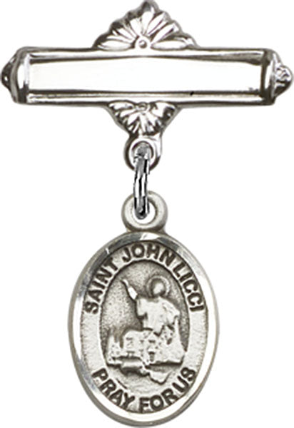 Sterling Silver Baby Badge with St. John Licci Charm and Polished Badge Pin