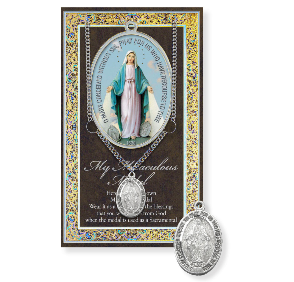 Miraculous Medal Biography Pamphlet and Patron Saint Medal