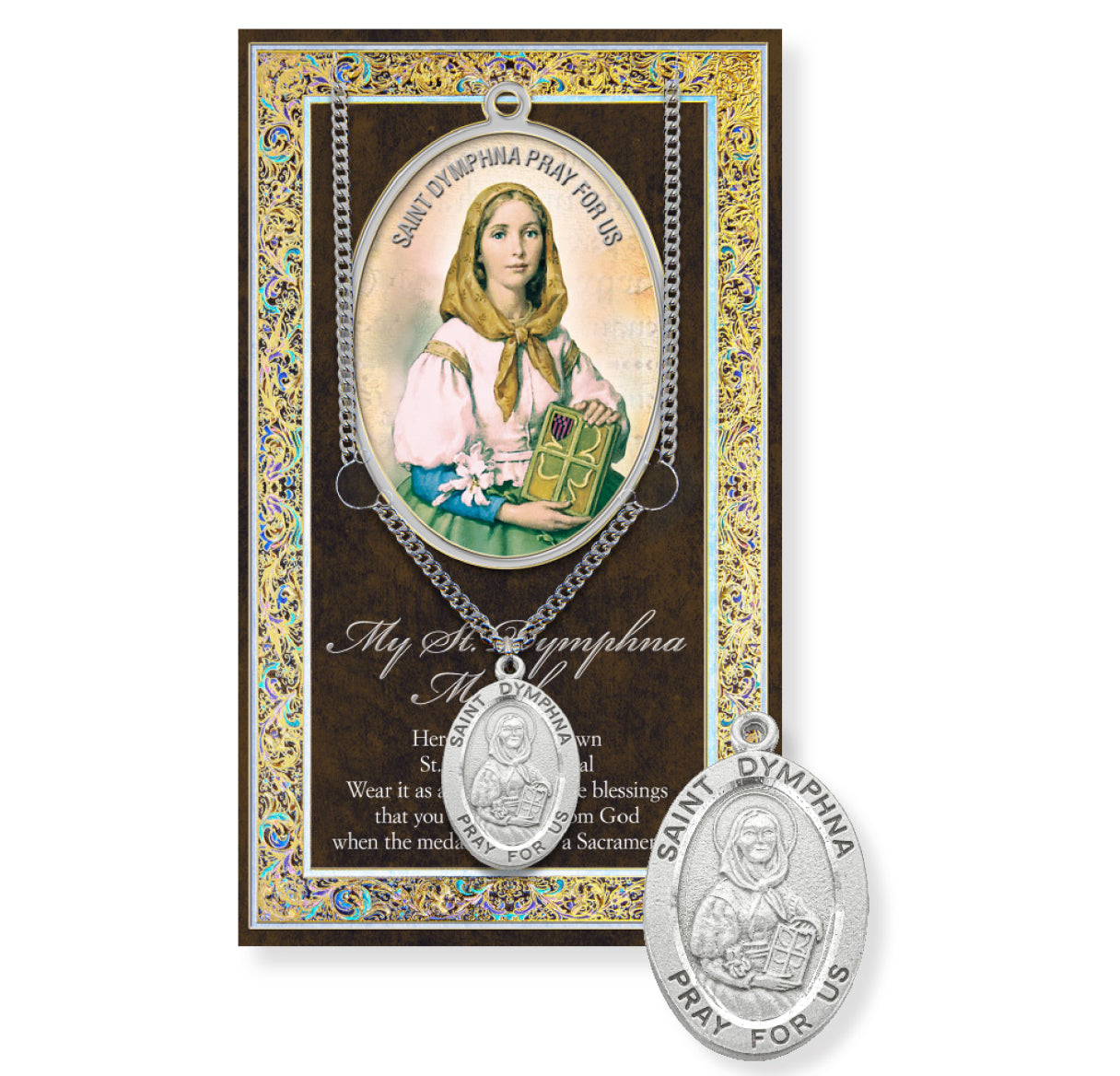 Saint Dymphna Biography Pamphlet and Patron Saint Medal