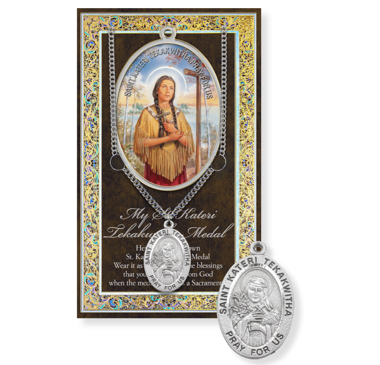 Saint Kateri Tekakwitha Biography Pamphlet and Patron Saint Medal