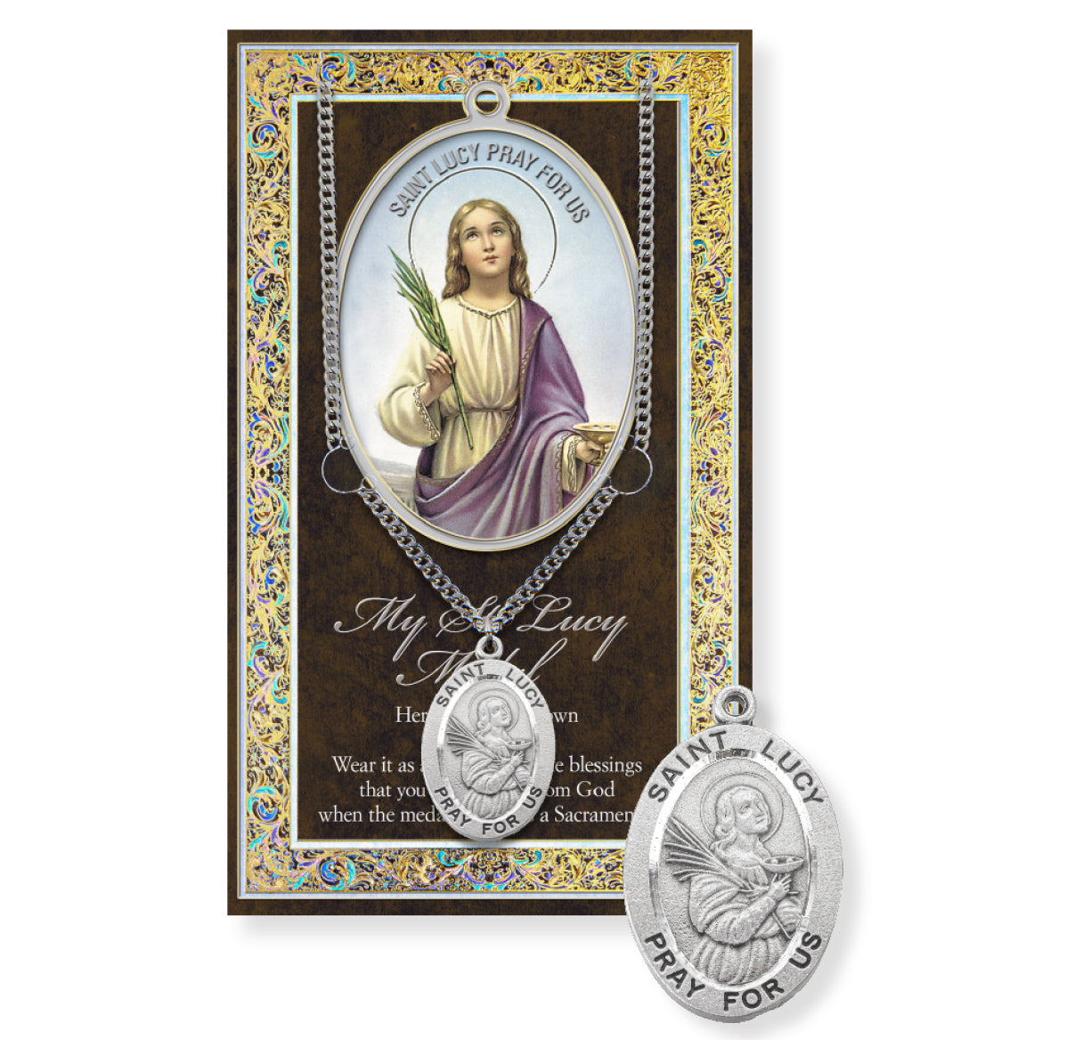 Saint Lucy Biography Pamphlet and Patron Saint Medal